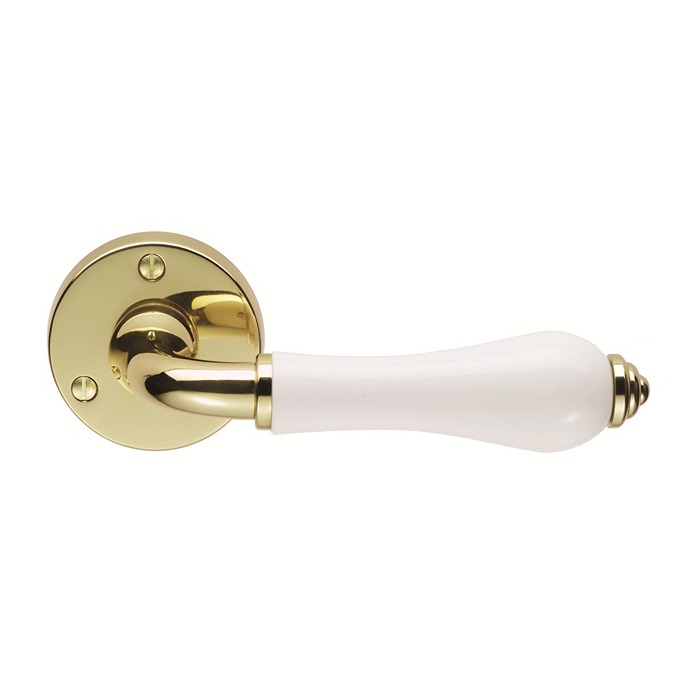 Porcelain Lever Door Handle on Round Rose